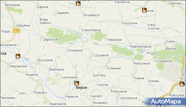mapa Czyżowice gmina Bejsce, Czyżowice gmina Bejsce na mapie Targeo