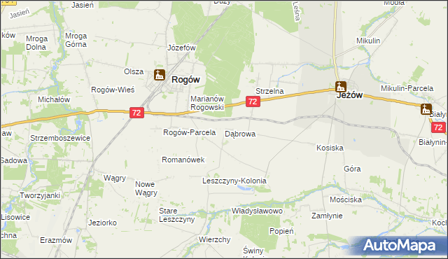 mapa Dąbrowa gmina Jeżów, Dąbrowa gmina Jeżów na mapie Targeo