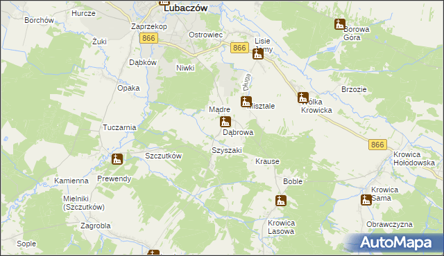 mapa Dąbrowa gmina Lubaczów, Dąbrowa gmina Lubaczów na mapie Targeo