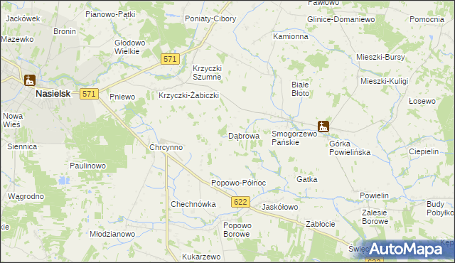mapa Dąbrowa gmina Nasielsk, Dąbrowa gmina Nasielsk na mapie Targeo