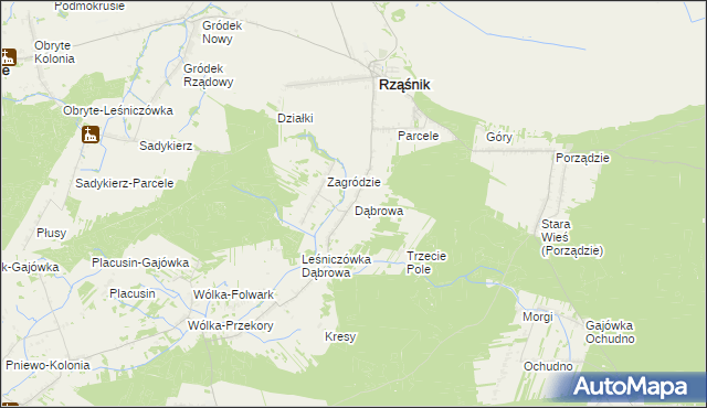 mapa Dąbrowa gmina Rząśnik, Dąbrowa gmina Rząśnik na mapie Targeo