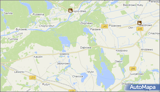 mapa Dąbrowa gmina Wronki, Dąbrowa gmina Wronki na mapie Targeo