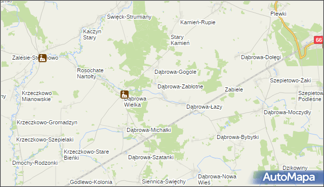 mapa Dąbrowa-Kaski, Dąbrowa-Kaski na mapie Targeo