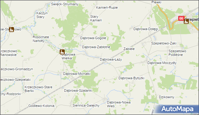 mapa Dąbrowa-Łazy gmina Szepietowo, Dąbrowa-Łazy gmina Szepietowo na mapie Targeo