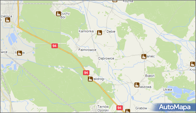 mapa Dąbrowice gmina Chrząstowice, Dąbrowice gmina Chrząstowice na mapie Targeo