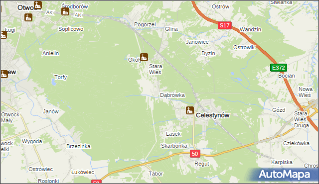 mapa Dąbrówka gmina Celestynów, Dąbrówka gmina Celestynów na mapie Targeo