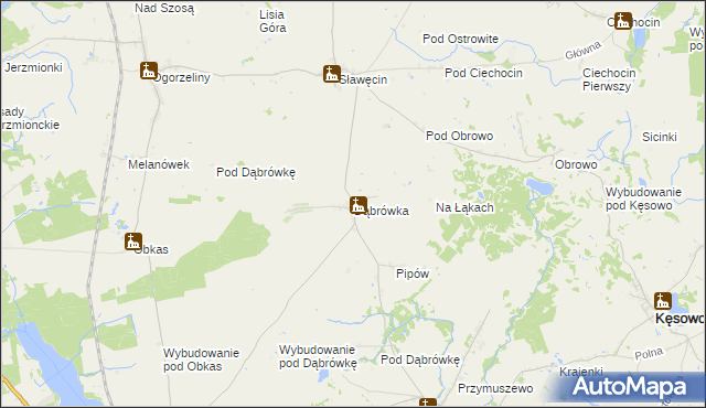 mapa Dąbrówka gmina Kamień Krajeński, Dąbrówka gmina Kamień Krajeński na mapie Targeo