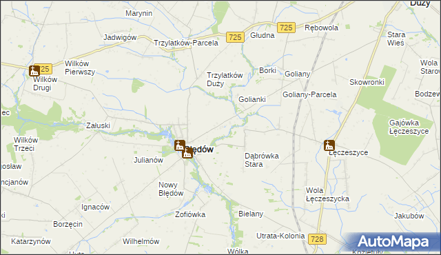 mapa Dąbrówka Nowa gmina Błędów, Dąbrówka Nowa gmina Błędów na mapie Targeo