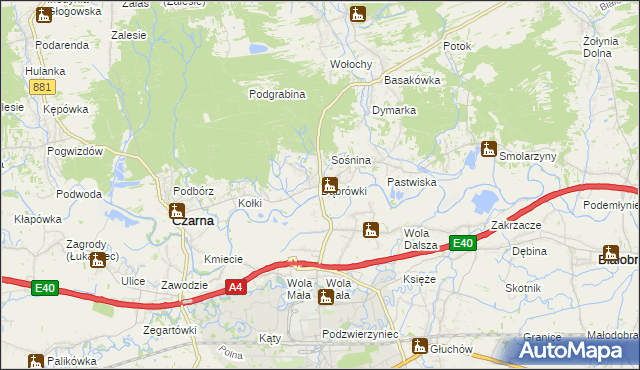 mapa Dąbrówki gmina Czarna, Dąbrówki gmina Czarna na mapie Targeo