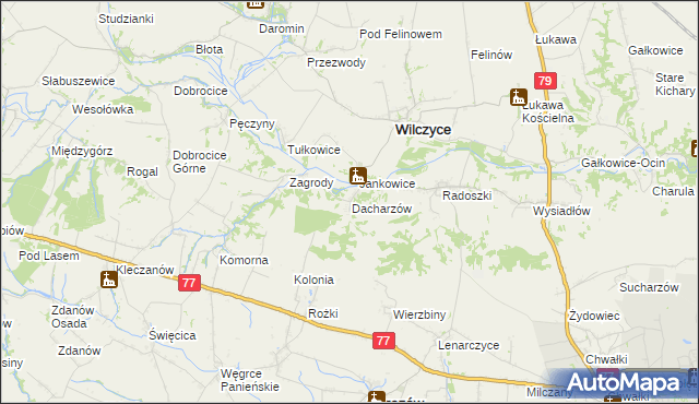 mapa Dacharzów, Dacharzów na mapie Targeo