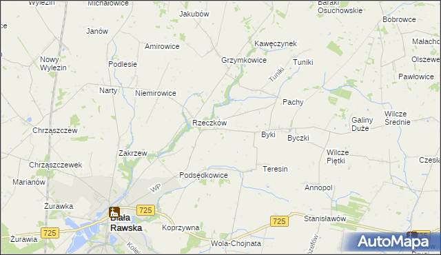 mapa Dańków gmina Biała Rawska, Dańków gmina Biała Rawska na mapie Targeo