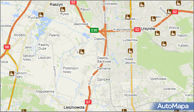 mapa Dawidy Bankowe, Dawidy Bankowe na mapie Targeo