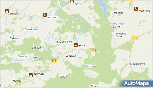 mapa Dębica gmina Rymań, Dębica gmina Rymań na mapie Targeo