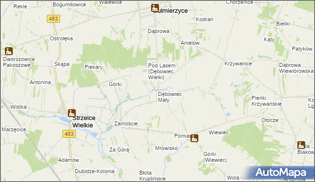 mapa Dębowiec Mały, Dębowiec Mały na mapie Targeo