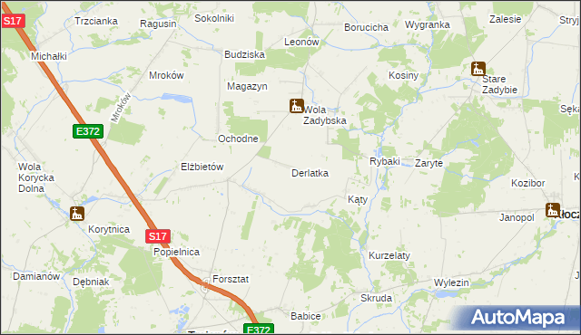 mapa Derlatka, Derlatka na mapie Targeo