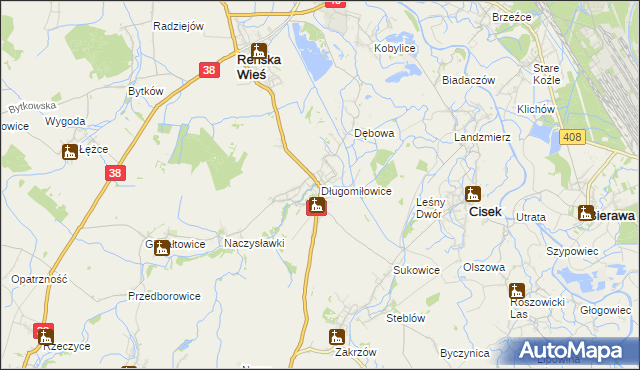 mapa Długomiłowice, Długomiłowice na mapie Targeo