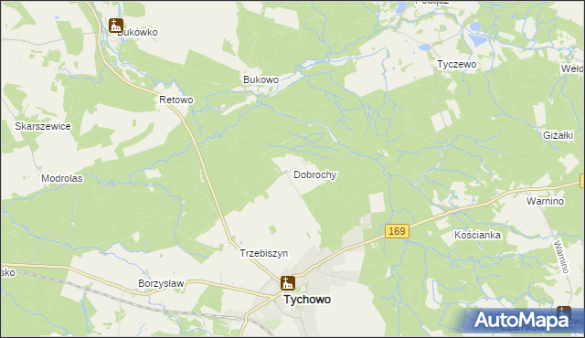 mapa Dobrochy gmina Tychowo, Dobrochy gmina Tychowo na mapie Targeo