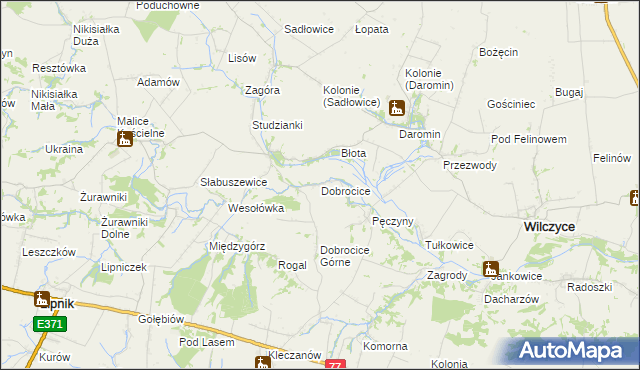 mapa Dobrocice, Dobrocice na mapie Targeo