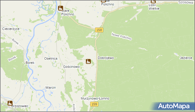 mapa Dobrojewo gmina Skwierzyna, Dobrojewo gmina Skwierzyna na mapie Targeo