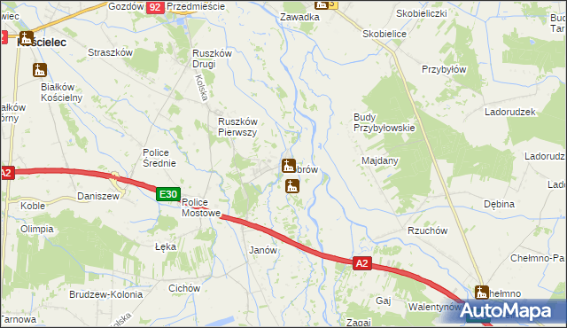 mapa Dobrów gmina Kościelec, Dobrów gmina Kościelec na mapie Targeo