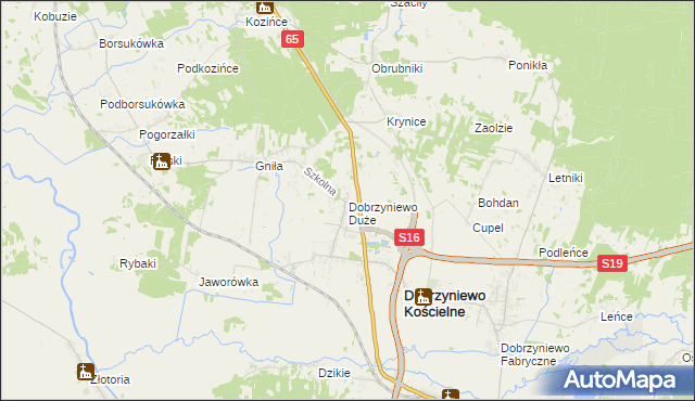 mapa Dobrzyniewo Duże, Dobrzyniewo Duże na mapie Targeo