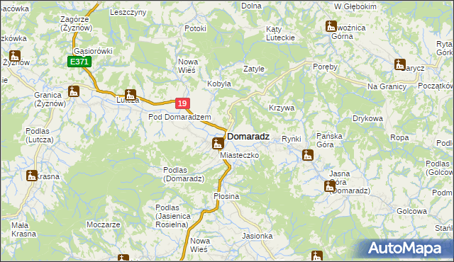 mapa Domaradz powiat brzozowski, Domaradz powiat brzozowski na mapie Targeo