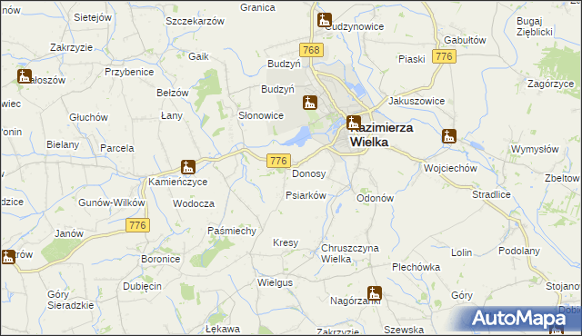 mapa Donosy, Donosy na mapie Targeo