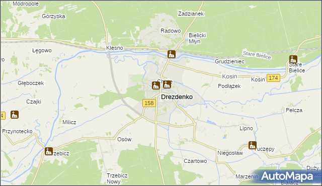mapa Drezdenko, Drezdenko na mapie Targeo