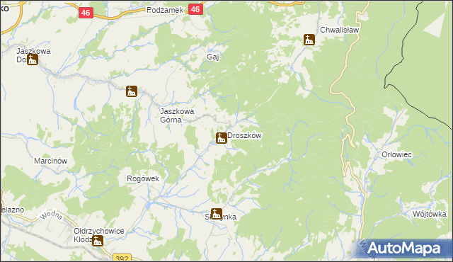 mapa Droszków gmina Kłodzko, Droszków gmina Kłodzko na mapie Targeo