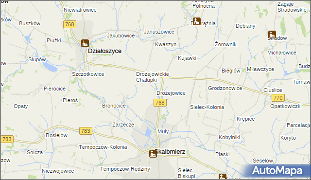 mapa Drożejowice, Drożejowice na mapie Targeo
