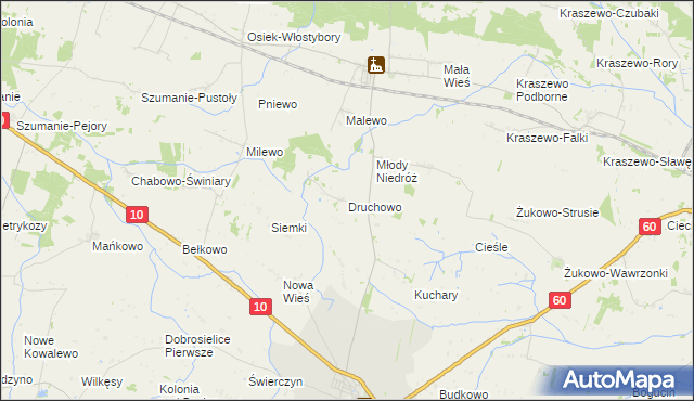 mapa Druchowo, Druchowo na mapie Targeo