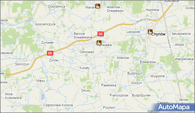 mapa Drwalewice gmina Chynów, Drwalewice gmina Chynów na mapie Targeo