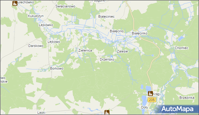 mapa Drzeńsko gmina Malechowo, Drzeńsko gmina Malechowo na mapie Targeo