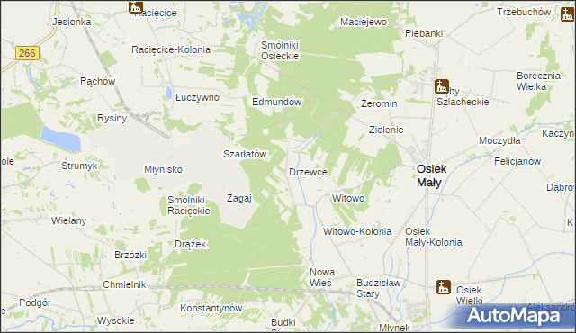 mapa Drzewce gmina Osiek Mały, Drzewce gmina Osiek Mały na mapie Targeo