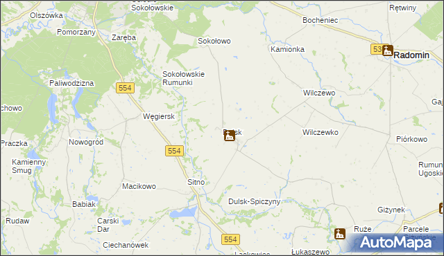 mapa Dulsk gmina Radomin, Dulsk gmina Radomin na mapie Targeo