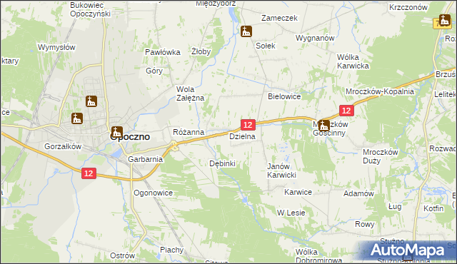mapa Dzielna gmina Opoczno, Dzielna gmina Opoczno na mapie Targeo