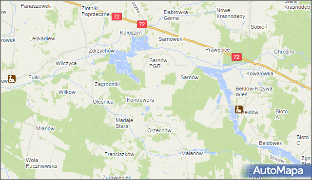 mapa Dzierżanów gmina Dalików, Dzierżanów gmina Dalików na mapie Targeo