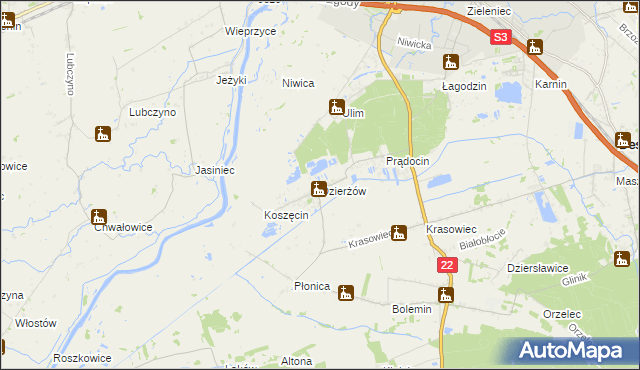 mapa Dzierżów, Dzierżów na mapie Targeo