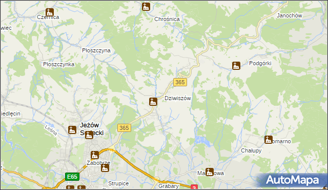 mapa Dziwiszów, Dziwiszów na mapie Targeo