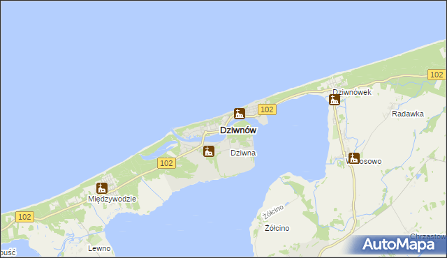 mapa Dziwnów, Dziwnów na mapie Targeo