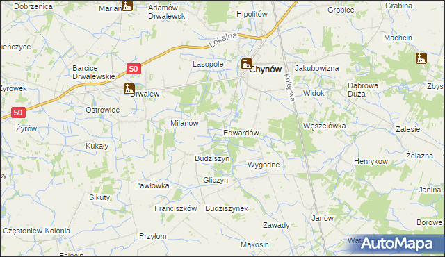 mapa Edwardów gmina Chynów, Edwardów gmina Chynów na mapie Targeo