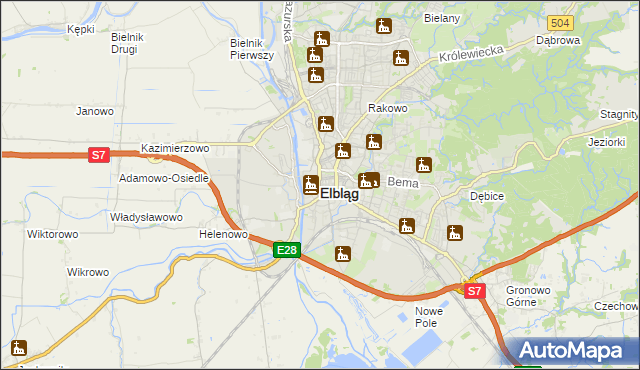 mapa Elbląga, Elbląg na mapie Targeo