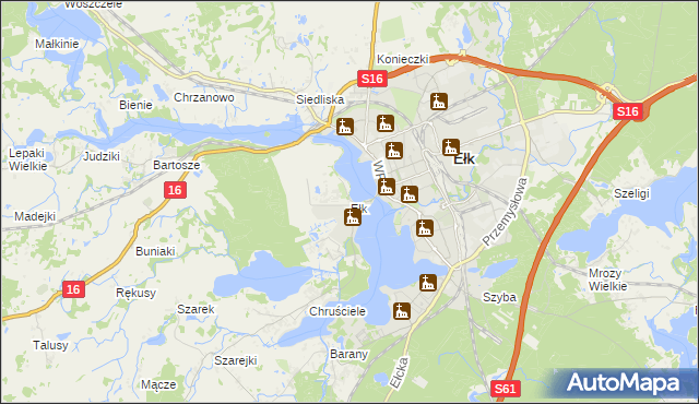mapa Ełk powiat ełcki, Ełk powiat ełcki na mapie Targeo