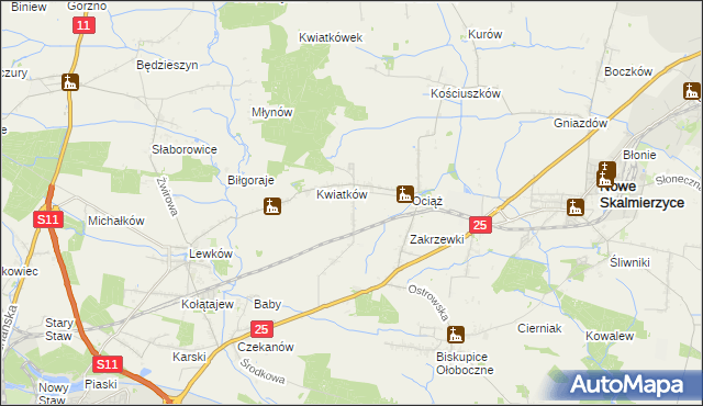 mapa Fabianów gmina Nowe Skalmierzyce, Fabianów gmina Nowe Skalmierzyce na mapie Targeo