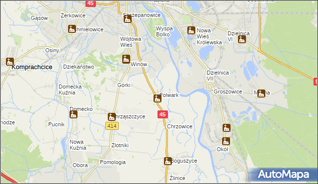 mapa Folwark gmina Prószków, Folwark gmina Prószków na mapie Targeo