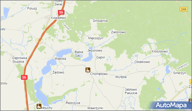 mapa Gąbin gmina Szubin, Gąbin gmina Szubin na mapie Targeo