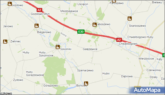 mapa Gałęzewice, Gałęzewice na mapie Targeo