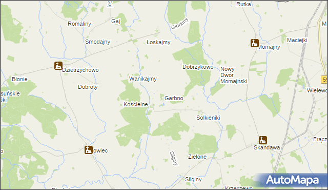 mapa Garbno gmina Barciany, Garbno gmina Barciany na mapie Targeo