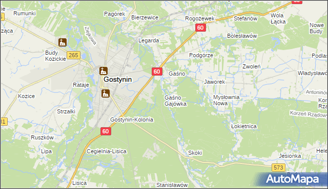 mapa Gaśno Gajówka, Gaśno Gajówka na mapie Targeo