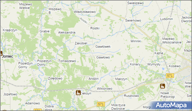 mapa Gawłowo, Gawłowo na mapie Targeo